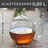 Ceainic din sticla Creano All-in-One, 0,85 L, cu infuzor din inox si capac, anti-picurare