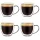 Set 4 cesti espresso termice Creano, 100 ml, sticla borosilicata, perete dublu, model inalt