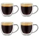 Set 4 cesti espresso termice Creano, 100 ml, sticla borosilicata, perete dublu, model inalt
