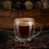 Set 4 cesti espresso termice Creano, 100 ml, sticla borosilicata, perete dublu, model inalt