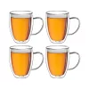 Set 4 cani termice Creano cu maner, 250 ml, sticla borosilicata, perete dublu