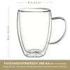 Set 4 cani termice Creano cu maner, 250 ml, sticla borosilicata, perete dublu