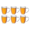 Set 6 cani termice Creano cu maner, 250 ml, sticla borosilicata, perete dublu
