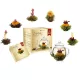 Set cadou ceai infloritor Creano cu ceainic sticla 500 ml, 6 varietati ceai alb/verde/negru
