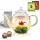Ceainic din sticla Creano, 1 L, cu infuzor din inox, capac si 2 flori de ceai