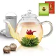 Ceainic din sticla Creano, 1 L, cu infuzor din inox, capac si 2 flori de ceai