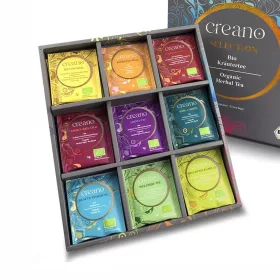   Set cadou ceai bio Creano Organic Herbal Tea, 27 plicuri, 9 sortimente, plante, fructe, condimente
