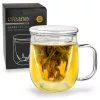 Cana pentru ceai Creano, 450 ml, sticla borosilicata, cu infuzor si capac din sticla