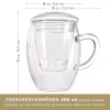 Pahar pentru ceai Creano All-In-One, 400 ml, filtru si capac din sticla, borosilicat