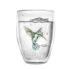 Pahar termic Creano Hummi, 250 ml, sticla borosilicata, perete dublu, decor colibri albastru