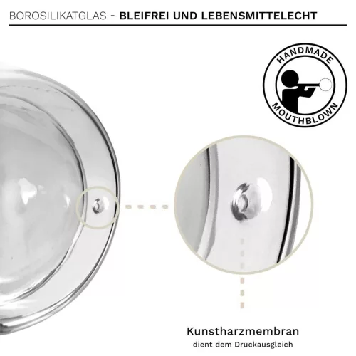 Pahar termic Creano Hummi, 250 ml, sticla borosilicata, perete dublu, decor colibri albastru