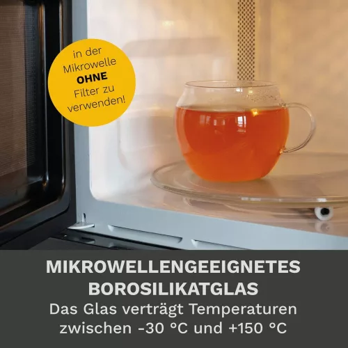 Cana pentru ceai Creano Jumbo, 450 ml, sticla borosilicata, cu maner