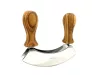 Cutit mezzaluna pentru tocat, manere din lemn de maslin, lama dubla din inox, latime 13 cm