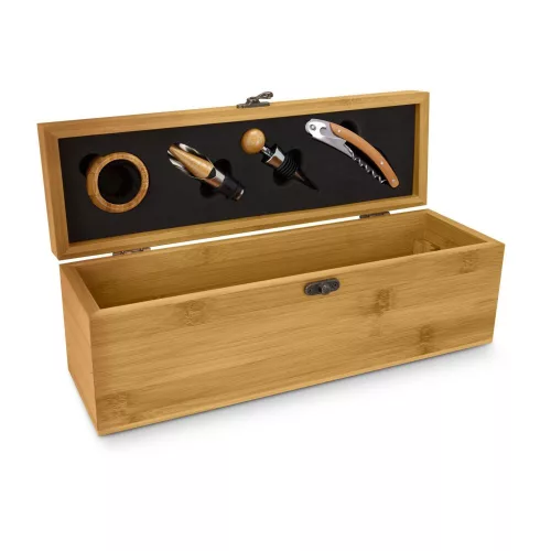 Cutie accesorii vin Rominox Vino Bamboo, bambus, 4 accesorii, prezentare cadou, fara vin
