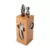 Set accesorii vin Rominox Beech Block, 6 piese, suport fag, tirbuson, dop si inel picurare