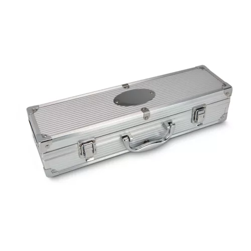 Set gratar Rominox Barbecue, 3 piese, geanta aluminiu, inox, cleste, spatula, furculita