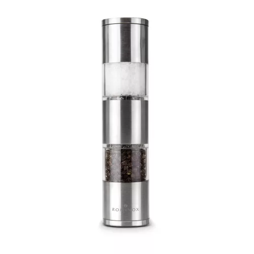 Rasnita dubla Rominox Dumelo, sare si piper, 2 mecanisme ceramice, inox, capace incluse