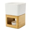 Set fondue ciocolata Rominox Dolce, ceramica, bambus, 4 furculite, suport lumanare, 11 x 15 cm