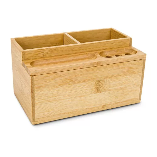 Organizator birou Rominox Butler, bambus, 3 compartimente, tava detasabila, design compact