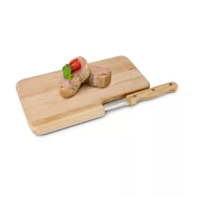   Tocator mic dejun Rominox Cena, lemn, cutit integrat zimtat, pentru snackuri, 23 x 14,5 cm