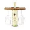 Suport pahare vin Rominox Vinolino, acacia, pentru 2 pahare, montare pe gatul sticlei