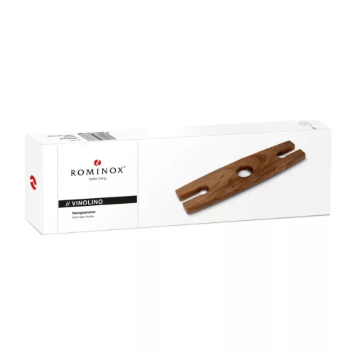 Suport pahare vin Rominox Vinolino, acacia, pentru 2 pahare, montare pe gatul sticlei