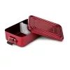Lunchbox Rominox Quadra Red, 900 ml, aluminiu rosu, separator ajustabil, inchidere etansa