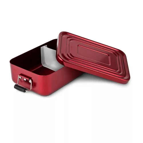 Lunchbox Rominox Quadra Red, 900 ml, aluminiu rosu, separator ajustabil, inchidere etansa