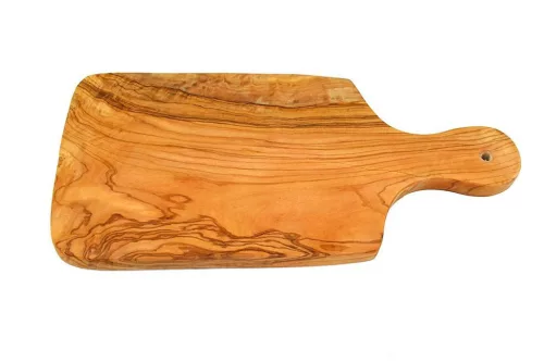 Tocator mic dejun din lemn de maslin cu maner, 30x15 cm, grosime 1.2 cm