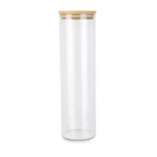 Borcan depozitare Rominox Longo, 1,4 L, pentru paste lungi, capac bambus, etansare