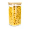 Borcan depozitare Rominox Cubo, 1,3 L, sticla borosilicata, capac bambus, etansare