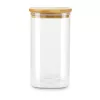 Borcan depozitare Rominox Cubo, 1,3 L, sticla borosilicata, capac bambus, etansare