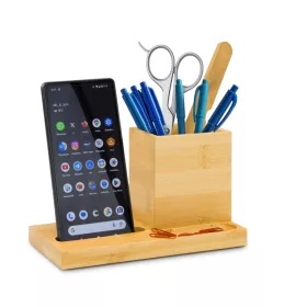   Organizator birou Rominox Desk, bambus, suport telefon, compartimente, 18 x 9 x 10 cm