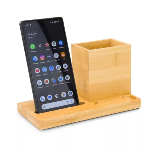 Organizator birou Rominox Desk, bambus, suport telefon, compartimente, 18 x 9 x 10 cm