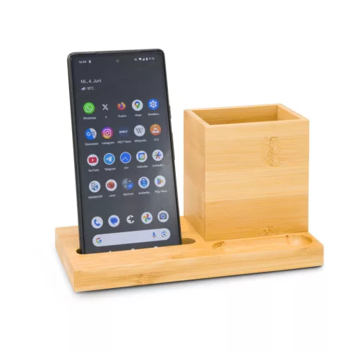 Organizator birou Rominox Desk, bambus, suport telefon, compartimente, 18 x 9 x 10 cm