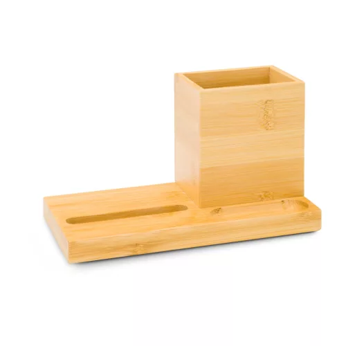 Organizator birou Rominox Desk, bambus, suport telefon, compartimente, 18 x 9 x 10 cm