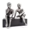 Figurină decorativa Divine Dekor, aluminiu și lemn, înălțime 18 cm, stil modern