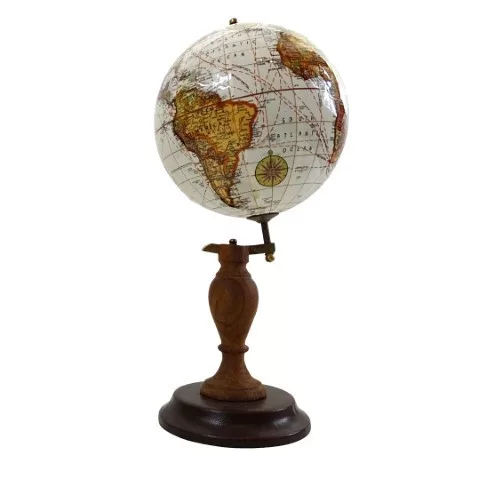 Glob decorativ Giftdeco GLB-0096B, alamă, plastic și lemn, 12 x 12 x 27 cm, stil colonial, clasic