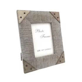  Ramă foto Giftdeco, pentru fotografie 10 x 15cm, lemn de mango și metal, 27,5 x 22,5 cm