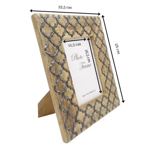 Ramă foto Giftdeco A-1155, pentru fotografie 13 x 18cm, lemn de mango și metal