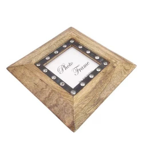 Ramă foto Giftdeco, pentru fotografie 10 x 10cm, lemn de mango și metal