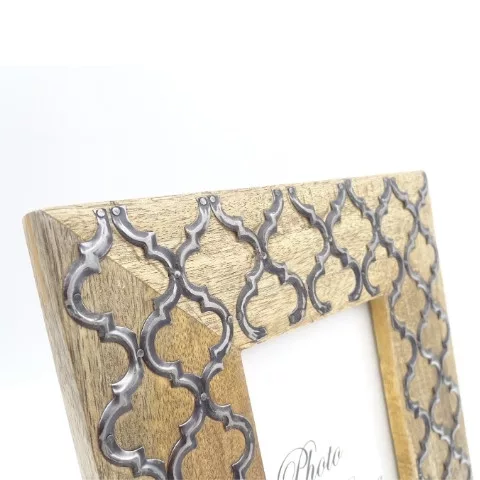 Ramă foto Giftdeco A-1133, pentru fotografie 15 x 10cm, lemn de mango și metal