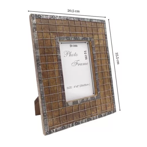 Ramă foto Giftdeco A-1328, pentru fotografie 10 x 15cm, lemn de mango și metal