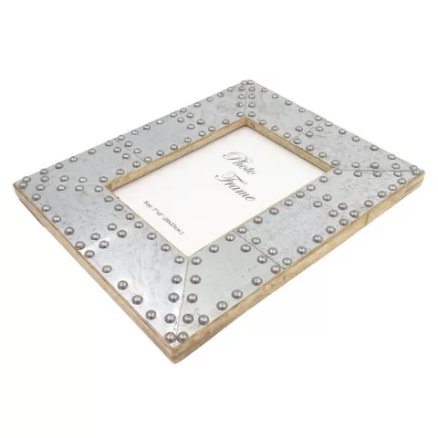 Ramă foto Giftdeco, pentru fotografie 18 x 13cm, lemn de mango și metal, stil industrial, glamour