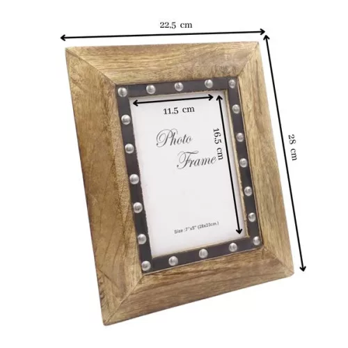 Ramă foto Giftdeco, pentru fotografie 18 x 13cm, lemn de mango și metal