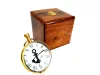 Ceas decorativ Giftdeco NI406A/1, lemn de trandafir, alamă și sticlă, înălțime 7 cm, lățime 5 cm, stil retro, nautic