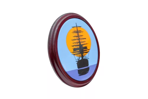 Machetă navala Giftdeco, metal și lemn, 18,5 cm x 14,5 cm, stil nautic, clasic