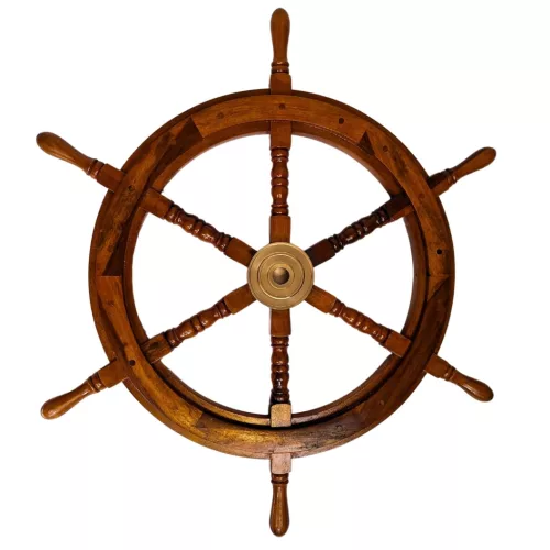 Timonă decorativă Giftdeco SW2/30, lemn și alamă, 75 cm