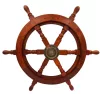 Timonă decorativa Giftdeco SW3/24, alamă și lemn, diametru 60 cm, stil retro, nautic