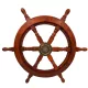 Timonă decorativa Giftdeco SW3/24, alamă și lemn, diametru 60 cm, stil retro, nautic